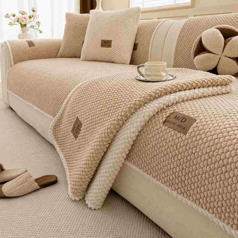 Non-Slip Plush Sofa Cushion Cover